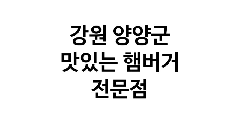 햄버거 전문점 추천 강원 양양군 수제버거 불벅 편의점햄버거 햄버거맛집 패스트푸드