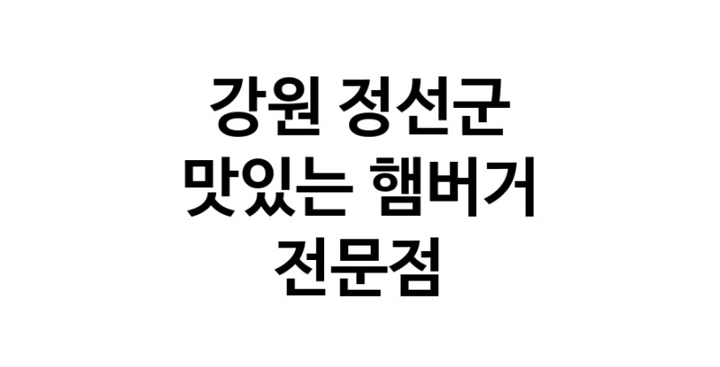 햄버거 잘하는곳 추천 강원 정선군 패스트푸드 치즈버거 수제햄버거 치킨버거