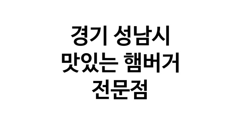 햄버거 잘하는곳 추천 경기 성남시 패스트푸드 치즈버거 수제햄버거 치킨버거