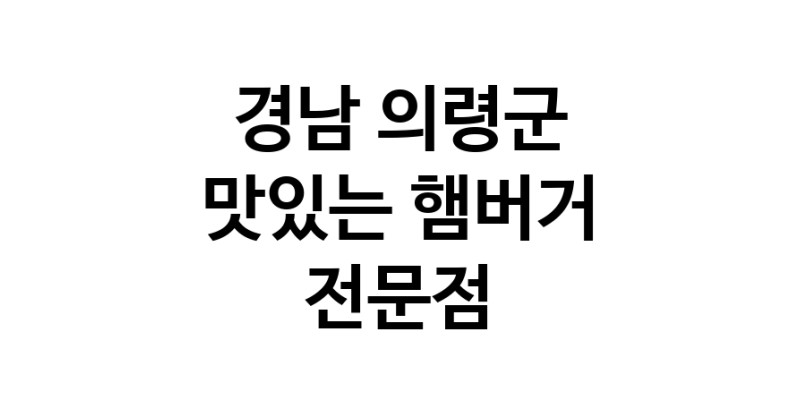 햄버거 잘하는곳 추천 경남 의령군 패스트푸드 치즈버거 수제햄버거 치킨버거