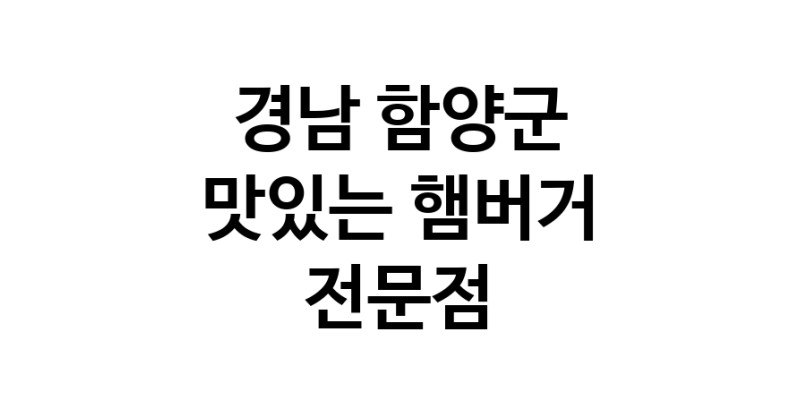 햄버거 잘하는곳 추천 경남 함양군 패스트푸드 치즈버거 수제햄버거 치킨버거
