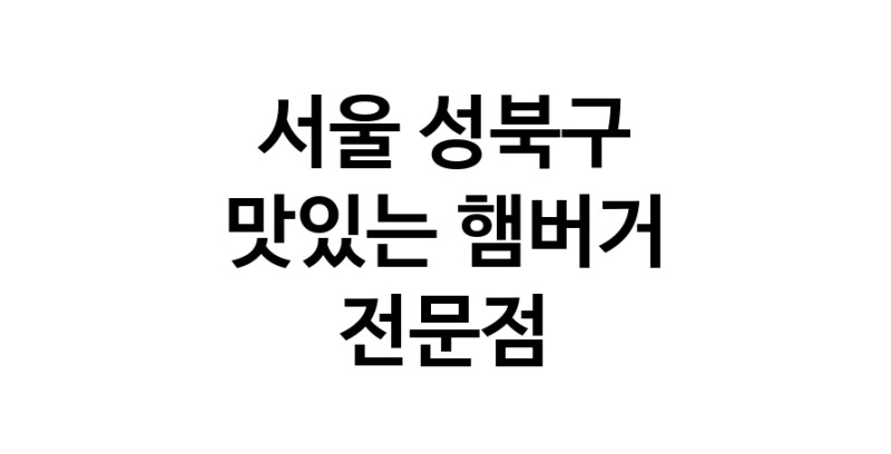 햄버거 잘하는곳 추천 서울 성북구 패스트푸드 치즈버거 수제햄버거 치킨버거