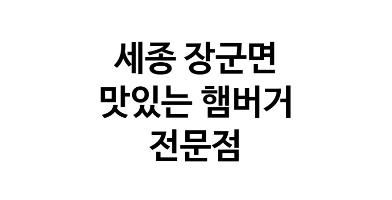 햄버거 전문점 추천 세종 장군면 수제버거 불벅 편의점햄버거 햄버거맛집 패스트푸드