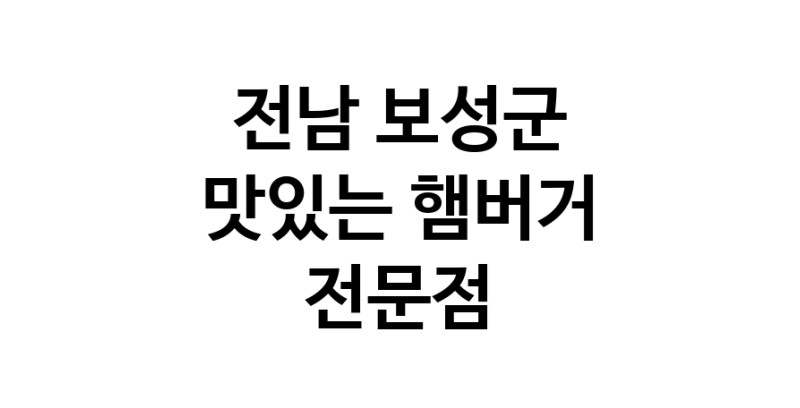 햄버거 전문점 추천 전남 보성군 수제버거 불벅 편의점햄버거 햄버거맛집 패스트푸드