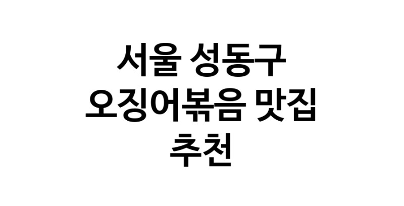 오징어볶음추천 서울 성동구 오징어볶음맛집 소개합니다.